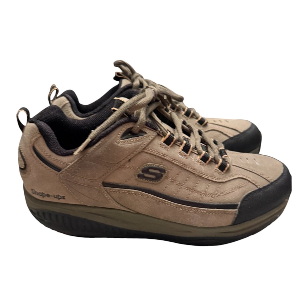 Skechers Shape Ups 52000 Men 10.5 Brown Leather Rocker Sole Toning Walking Shoes